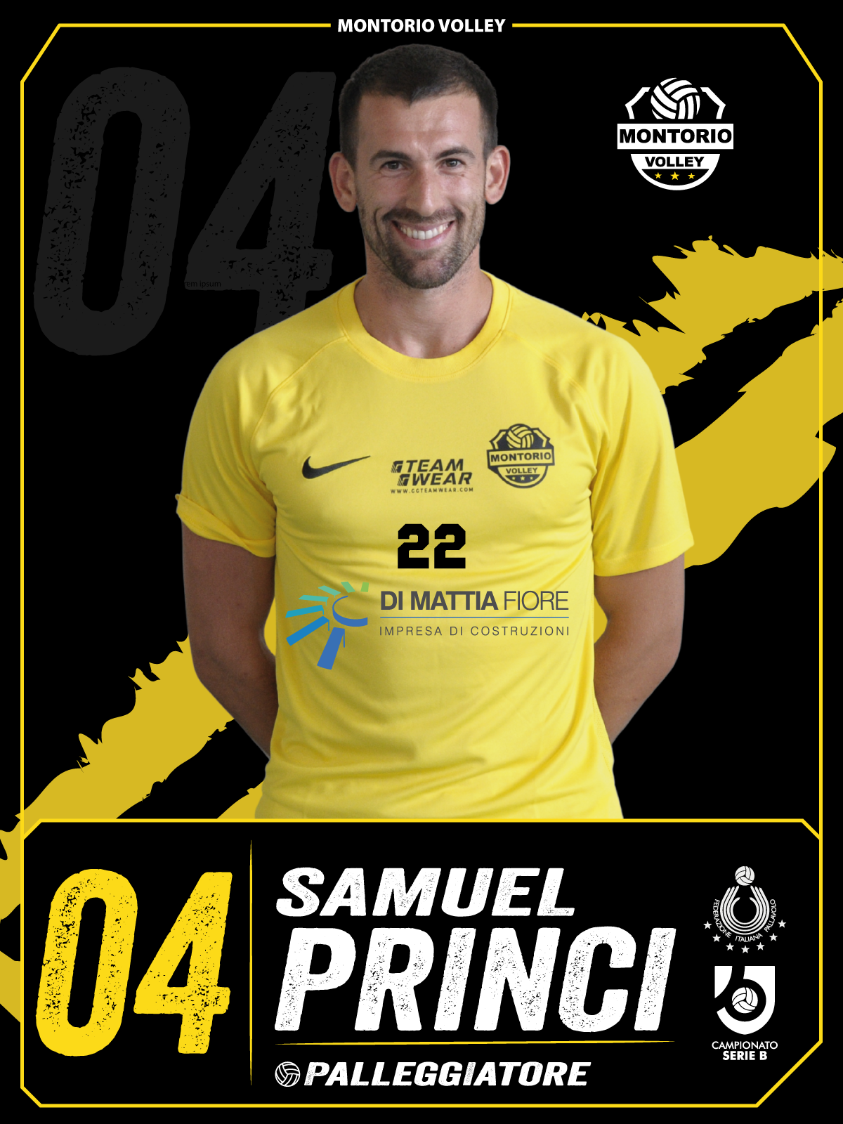Figurina Serie B Montorio Volley: n. 04 Samuel Princi